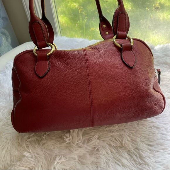 FRANCO SARTO Red Leather zip top double handle shoulder bag/ satchel medium - Picture 4 of 12